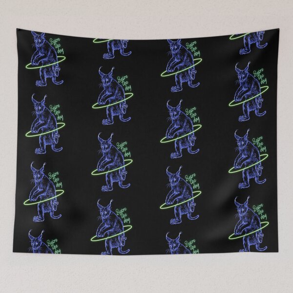 Item preview, Seize The Day Glowing Caracal Cat Hula Hooping designed and sold by nimreninmu.