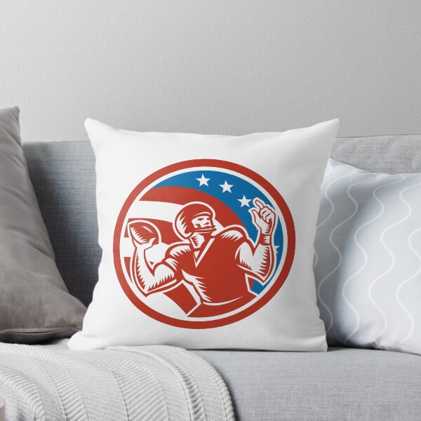 Item preview, American Football QB Throwing USA Flag Retro designed and sold by patrimonio.