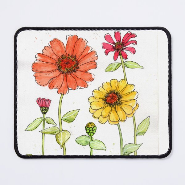 Item preview, Bright Red, Orange and Yellow Zinnias designed and sold by SunnyPainter.