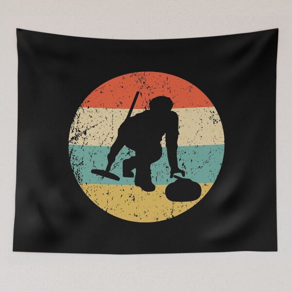 Item preview, Curling Curler Silhouette Retro Sports designed and sold by levintere.