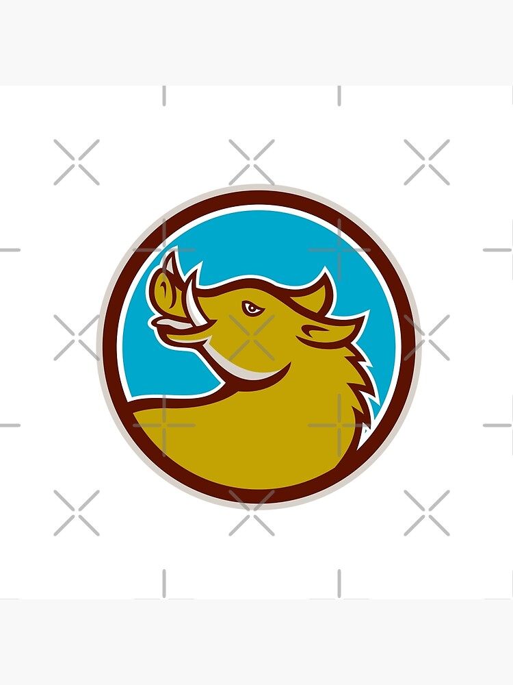 "Razorback Head Looking Up Circle Retro" Poster By Patrimonio | Redbubble