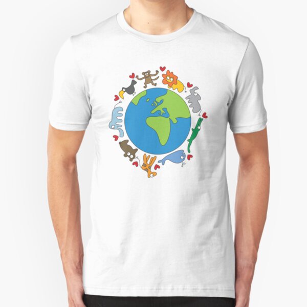 We Love Our Planet | Animals Around The World Slim Fit T-Shirt