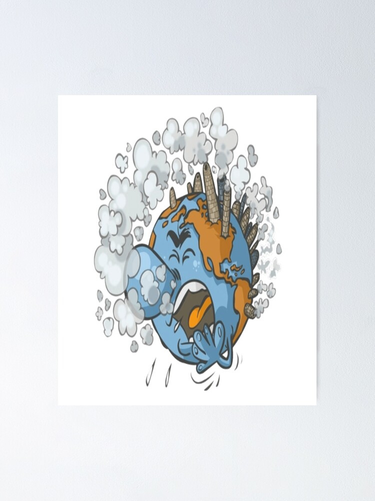 Pollution on earth with sad wearing mask Vector Image