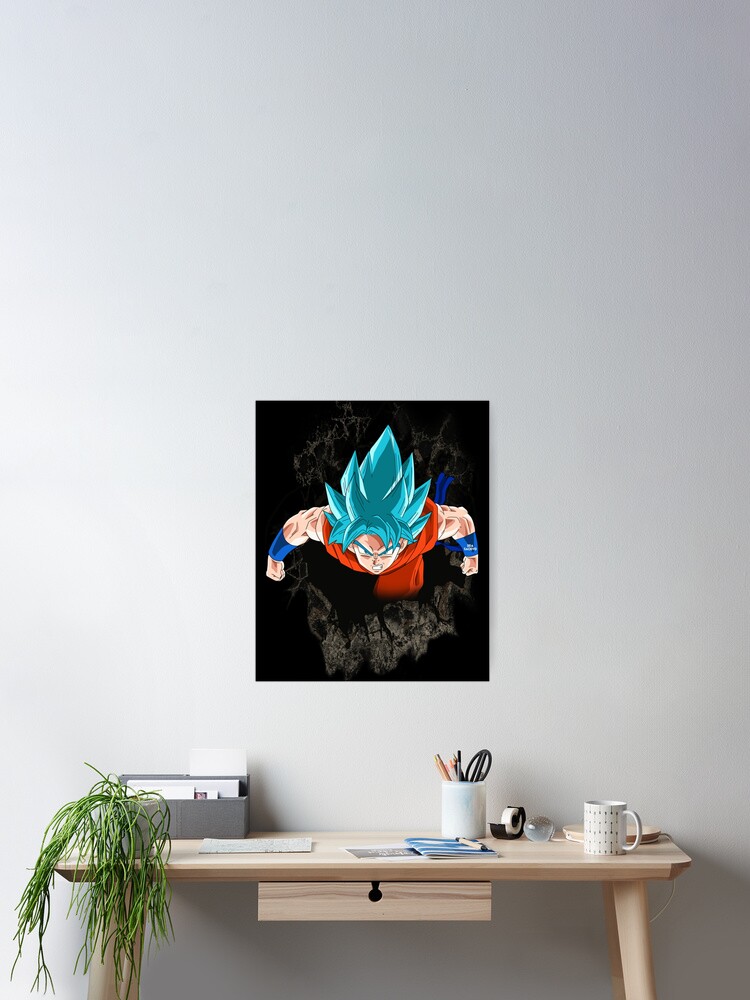 Goku - Blue Hair Super Saiyan Postcard for Sale by animelovah