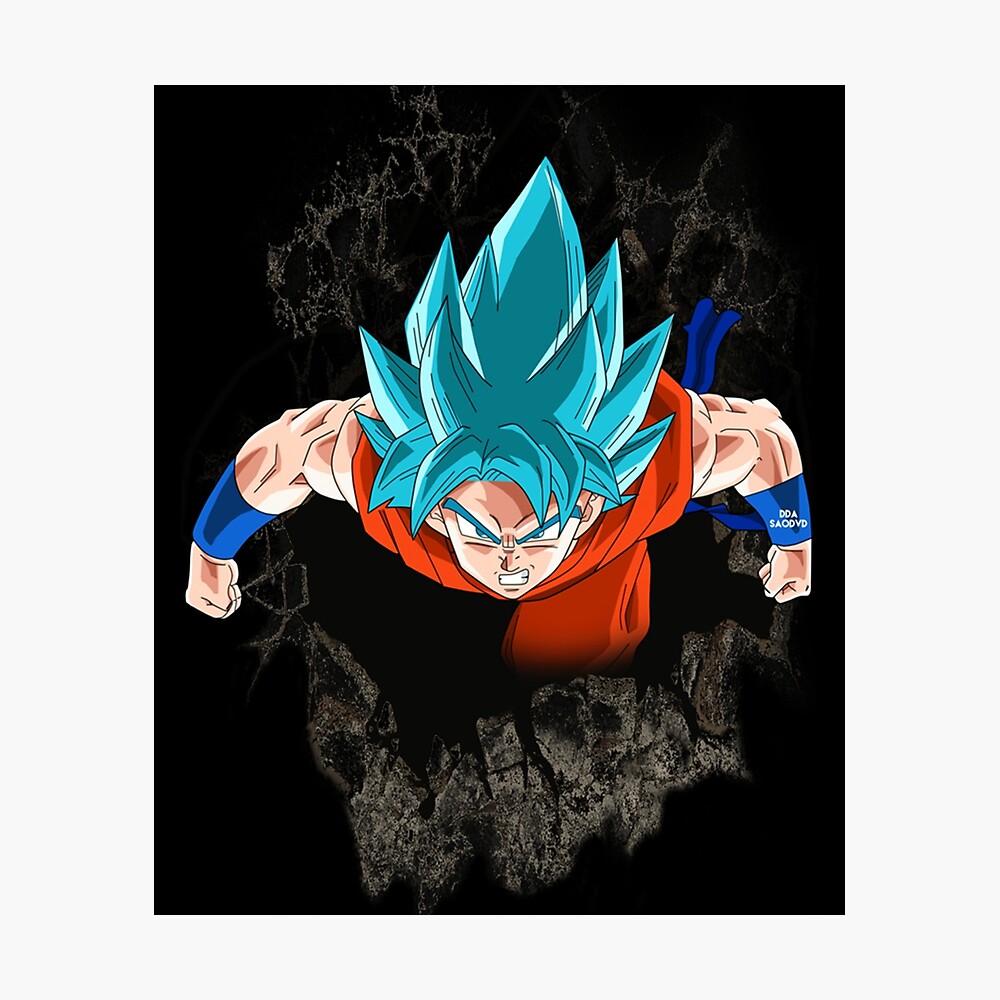 Goku - Blue Hair Super Saiyan Postcard for Sale by animelovah