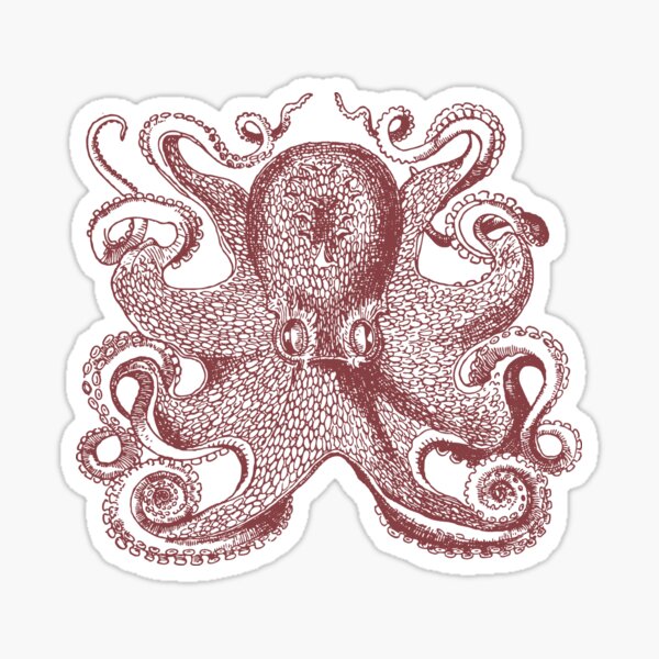 Vintage Octopus Illustration Sticker