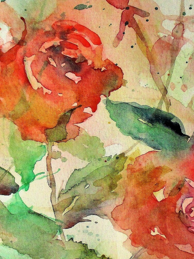 Thumbnail 3 of 3, Scarf, Abstract Watercolor Red Roses designed and sold by RachLuna.