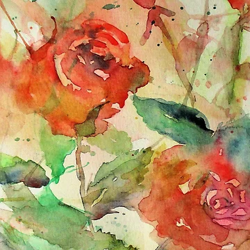 Artwork thumbnail, Abstract Watercolor Red Roses by RachLuna