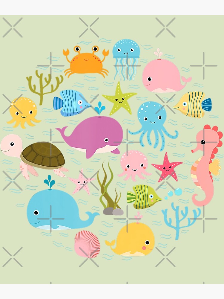 "Sea Animal Cute Ocean With Fish For" Poster for Sale by queencrown