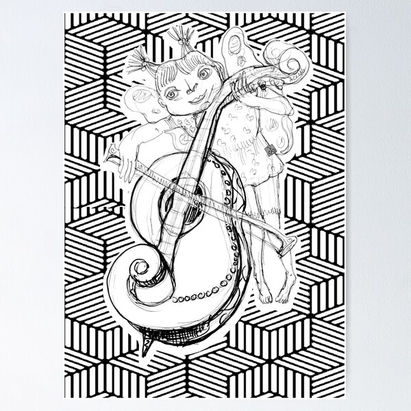Item preview, Butterfly Angel Playing Cello (Drawing by ACCI) designed and sold by VanyssaGraphics.
