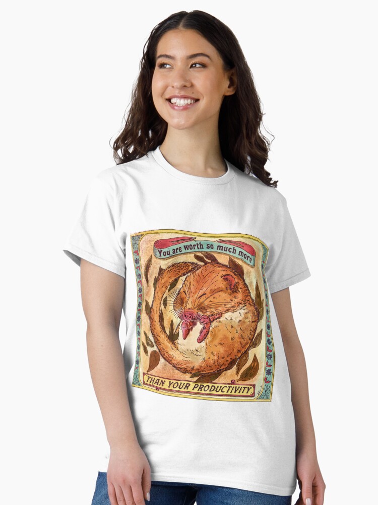 Thumbnail 2 of 7, Classic T-Shirt, You are worth more than your productivity - Antiwork dormouse designed and sold by EchoppeDeLoki.