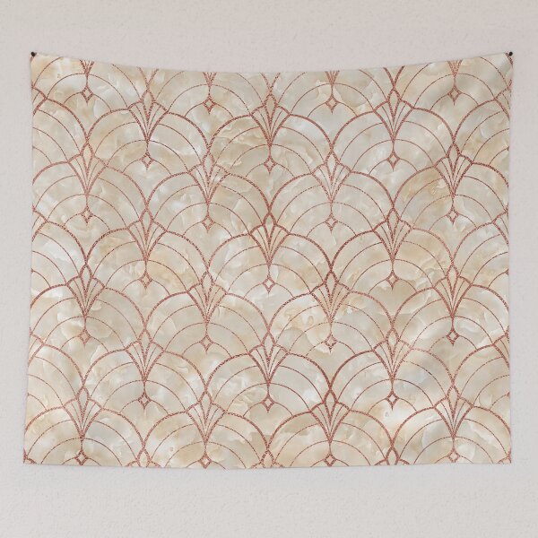 Item preview, Elegant rose gold and stone art deco pattern, faux metallic and stone elegance designed and sold by Orianah.