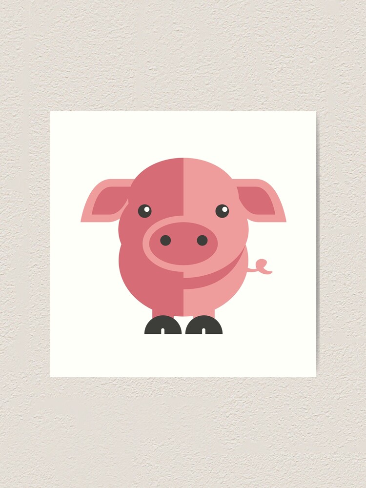 Funny pink cartoon pig
