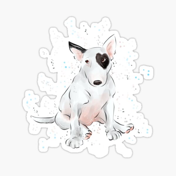 Item preview, English bull Terrier with a heart shaped patch designed and sold by Whimsicolourart.