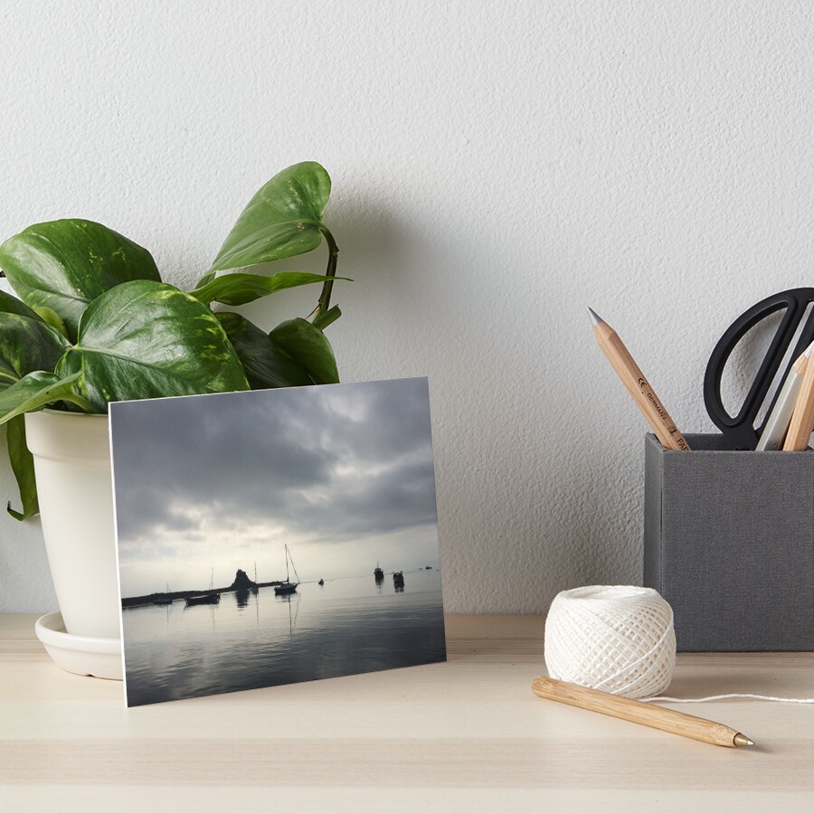 Holy Island Harbour and Castle Art Board Print