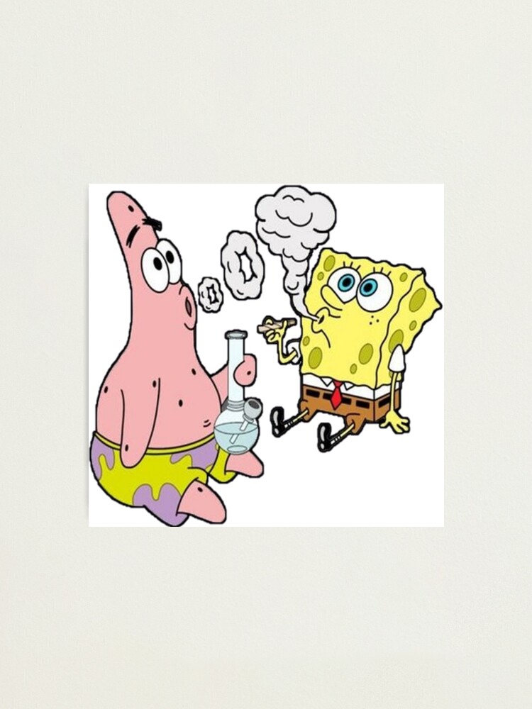 "Spongebob and Patrick Smoking Weed Cannabis Cartoon Art" Photographic
