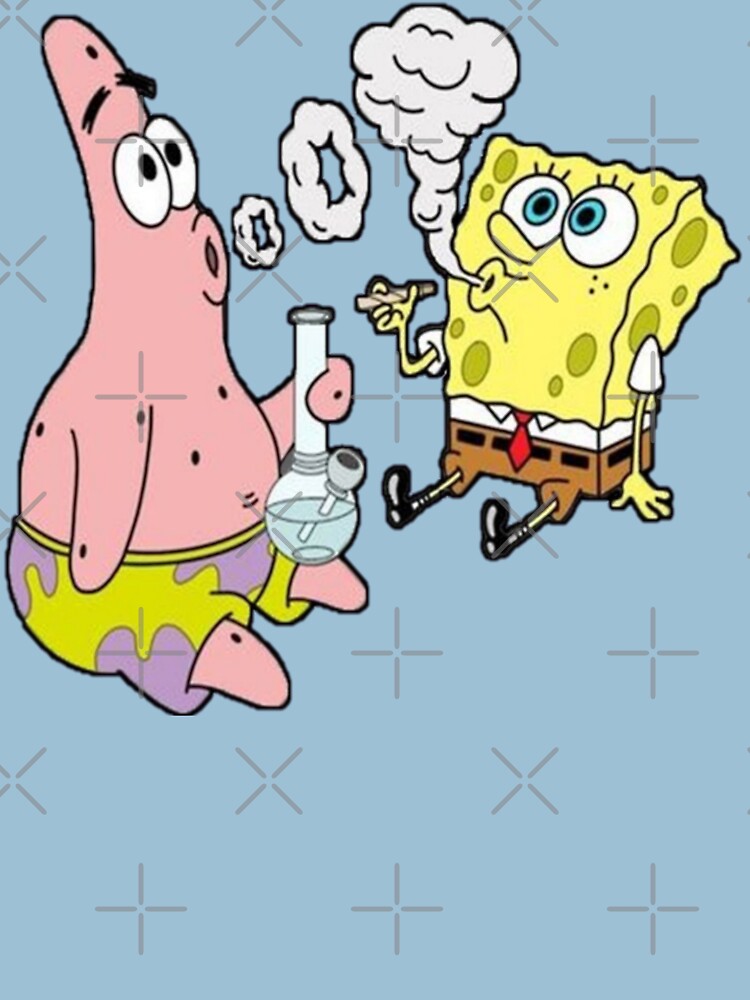 "Spongebob and Patrick Smoking Weed Cannabis Cartoon Art" Tshirt by