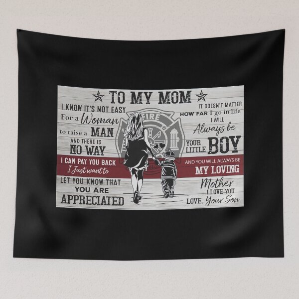Item preview, To My Mom Firefighter Poster - To My Mom I Know It's Not Easy For A Woman To Raise A Man designed and sold by PaulaSpringArt.