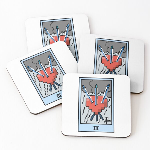 Item preview, Wait, is this pixel art tarot? White - Minor Arcana 'Three of Swords' (Design for T-shirt, stickers and other accessories) designed and sold by Pixel Waite.