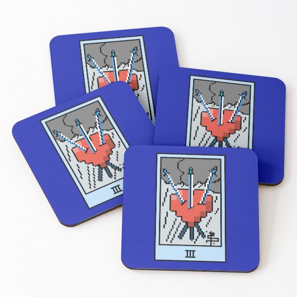 Item preview, Wait, is this pixel art tarot? Blue- Minor Arcana 'Three of Swords' (Design for T-shirt, stickers and other accessories) designed and sold by Pixel Waite.