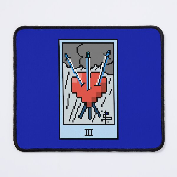 Item preview, Wait, is this pixel art tarot? Blue- Minor Arcana 'Three of Swords' (Design for T-shirt, stickers and other accessories) designed and sold by Pixel Waite.