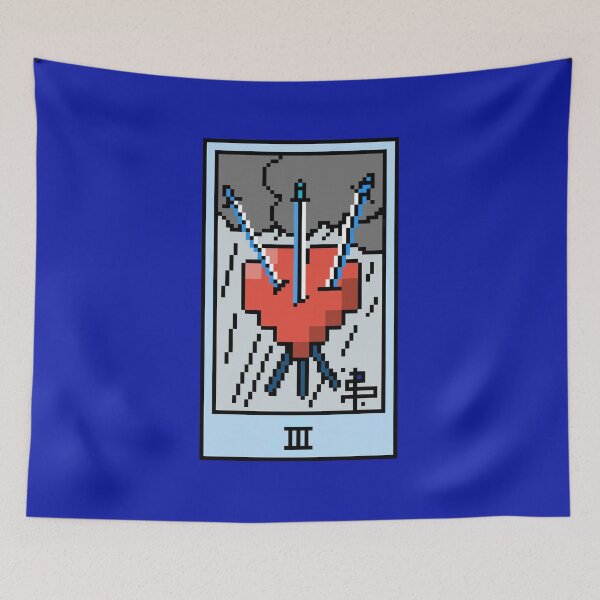 Item preview, Wait, is this pixel art tarot? Blue- Minor Arcana 'Three of Swords' (Design for T-shirt, stickers and other accessories) designed and sold by Pixel Waite.