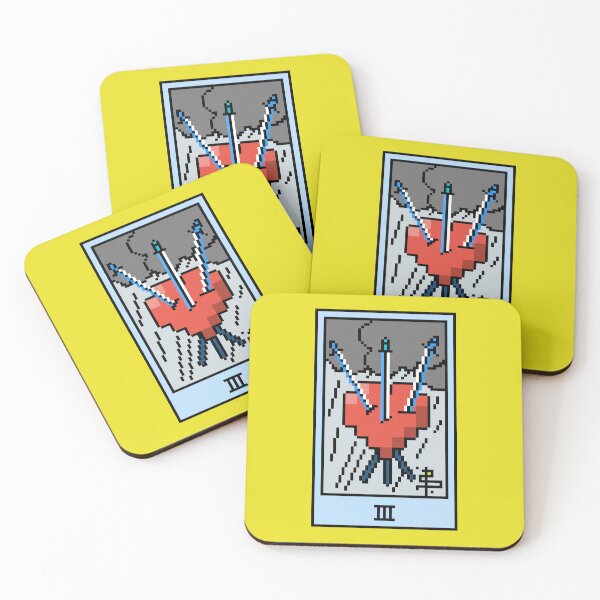 Item preview, Wait, is this pixel art tarot? Yellow - Minor Arcana 'Three of Swords' (Design for T-shirt, stickers and other accessories) designed and sold by Pixel Waite.
