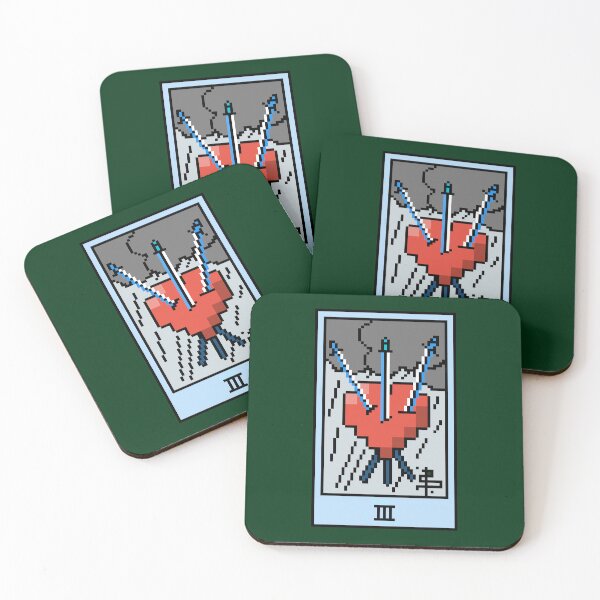 Item preview, Wait, is this pixel art tarot? Green - Minor Arcana 'Three of Swords' (Design for T-shirt, stickers and other accessories) designed and sold by Pixel Waite.