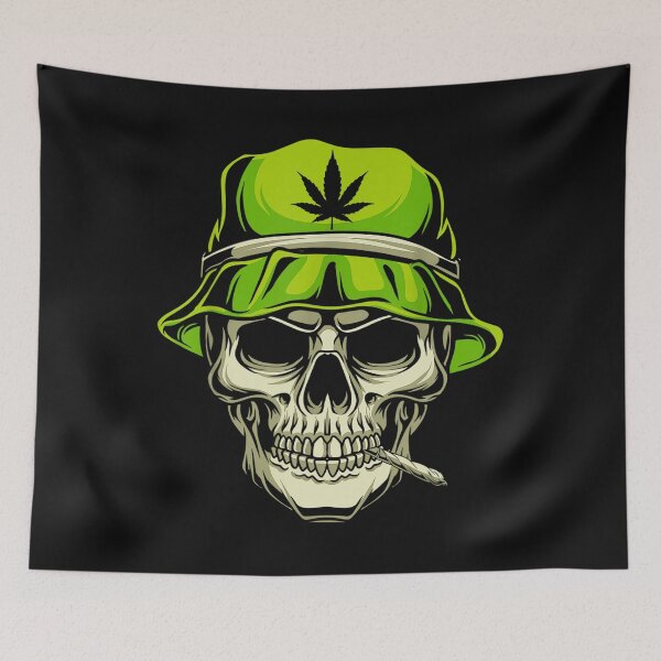 Item preview, Skull With Hat Illustration - Cannabis Leaf Weed designed and sold by Chad6438.