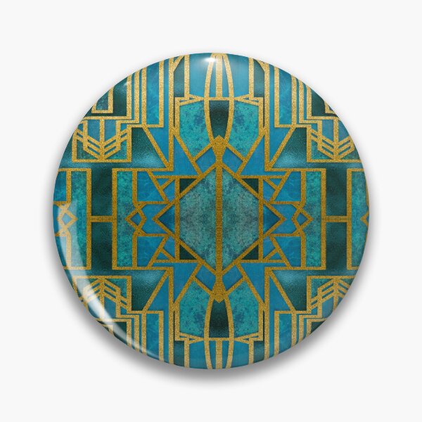 Item preview, Elegant Retro Art Deco Pattern With Marble Elements In Teal And Gold designed and sold by artsandsoul.