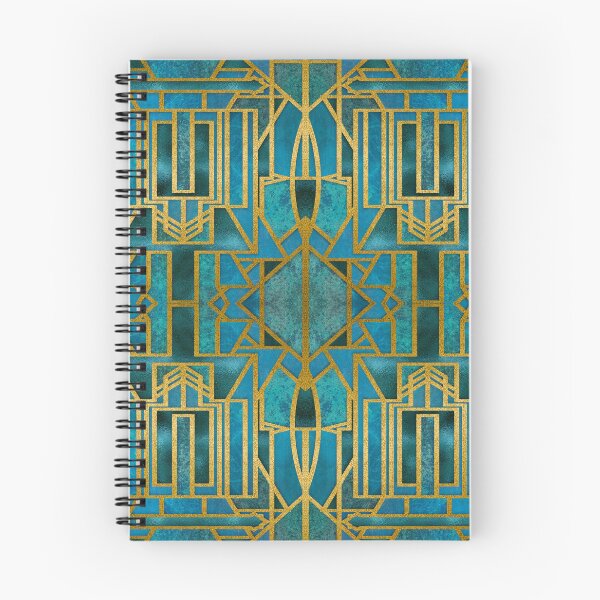 Item preview, Elegant Retro Art Deco Pattern With Marble Elements In Teal And Gold designed and sold by artsandsoul.