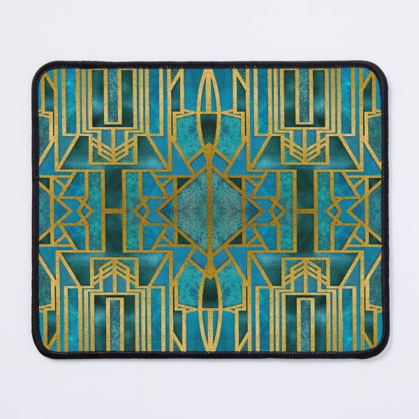 Item preview, Elegant Retro Art Deco Pattern With Marble Elements In Teal And Gold designed and sold by artsandsoul.