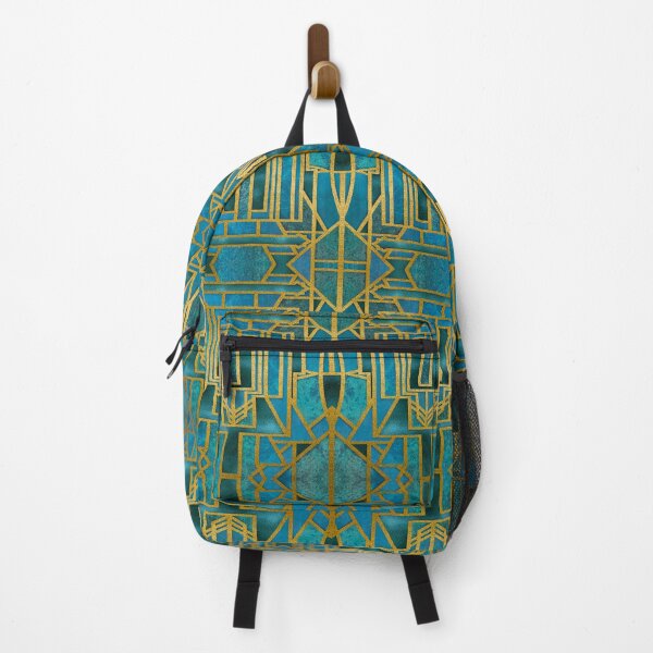 Item preview, Elegant Retro Art Deco Pattern With Marble Elements In Teal And Gold designed and sold by artsandsoul.