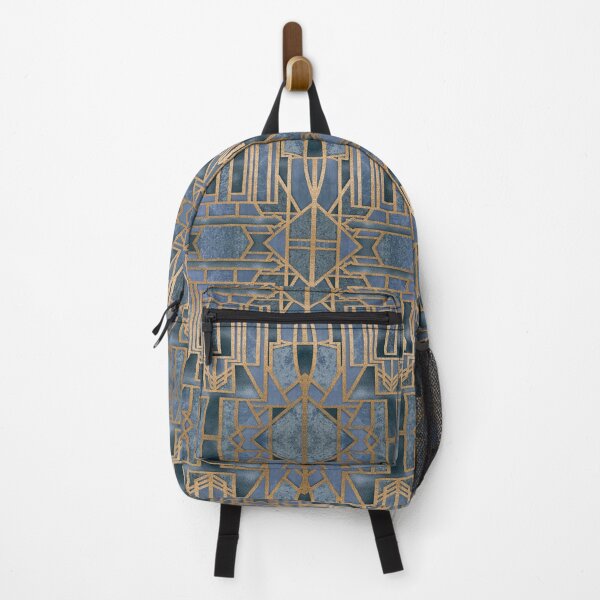 Item preview, Elegant Retro Art Deco Pattern With Marble Elements In Blue And Copper designed and sold by artsandsoul.