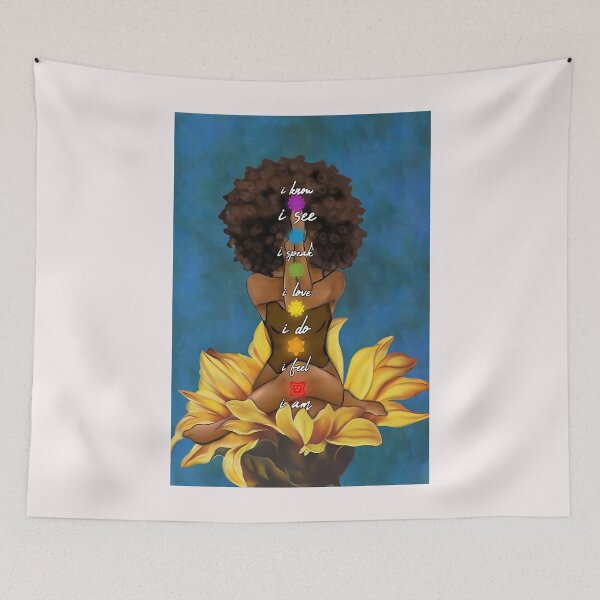 Aperçu de l'œuvre Black Girl Yoga Spécial Tournesol créée et vendue par LucyDavies01.