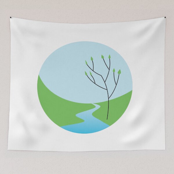 Item preview, Cute simple landscape: Tree in river valley designed and sold by Ricogfx.