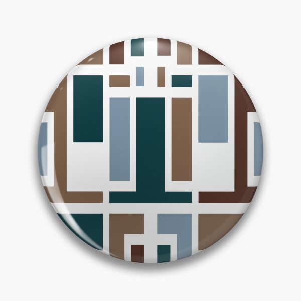 Item preview, Geometric Art Deco Style Blue Brown White Outline  designed and sold by taiche.