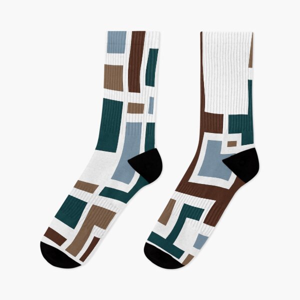 Item preview, Geometric Art Deco Style Blue Brown White Outline  designed and sold by taiche.