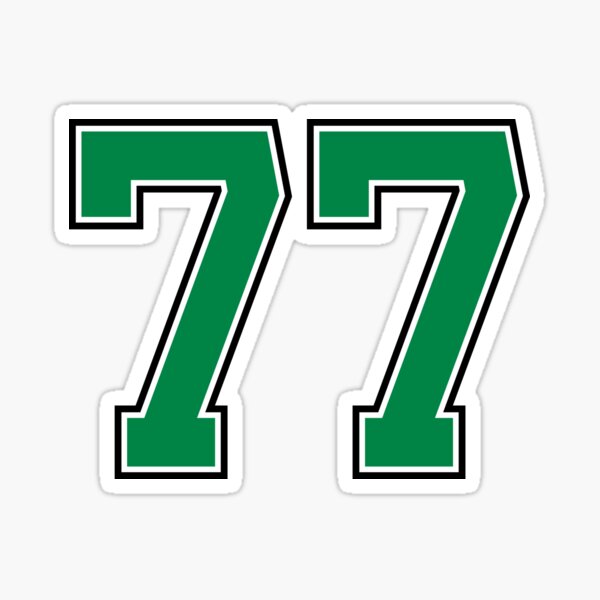 77-number-green-lucky-sports-seventy-seven-sticker-for-sale-by