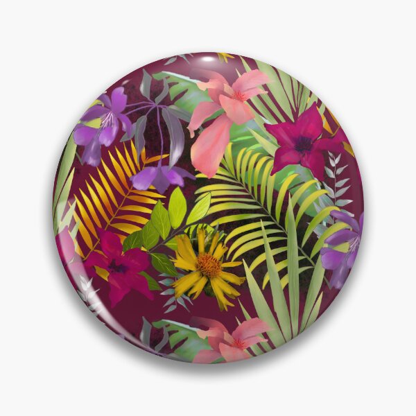 Item preview, Tropical islands flowers and foliage pattern with red background designed and sold by ZeinabTaha.