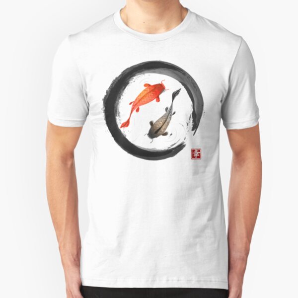 Japanese Koi Vintage Ink Shodo Slim Fit T-Shirt