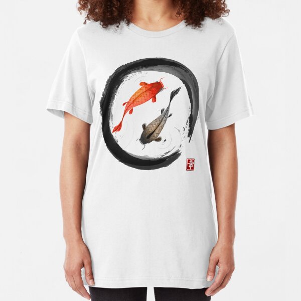 Japanese Koi Vintage Ink Shodo Slim Fit T-Shirt