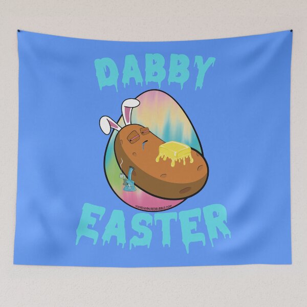 Item preview, Dabby Easter-Funny Stoner Cartoon-Baked Potato Doing Dabs from a Dab Rig-Tie Dye Easter Egg designed and sold by YomeHayin.