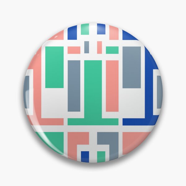 Item preview, Geometric Art Deco Style Blue Pink Green White Outline  designed and sold by taiche.