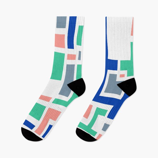Item preview, Geometric Art Deco Style Blue Pink Green White Outline  designed and sold by taiche.