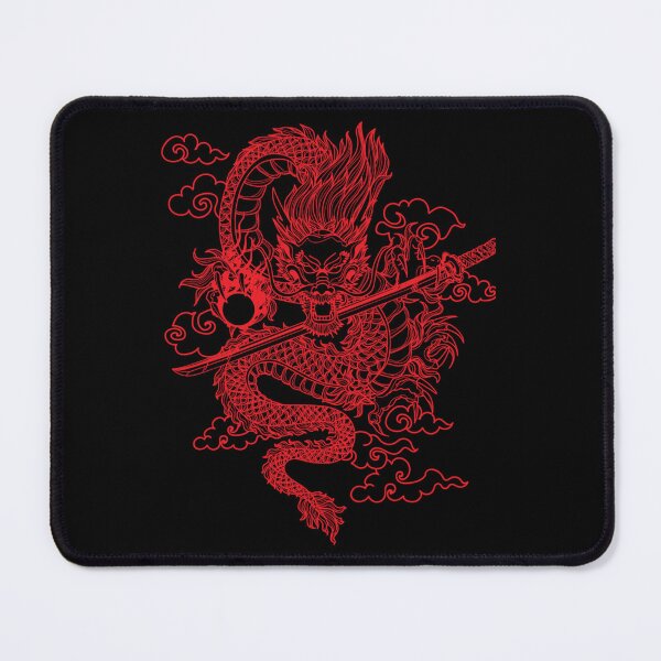 Item preview, Dragon chinois rouge sur fond noir . classique designed and sold by feyhnvfeijoo.