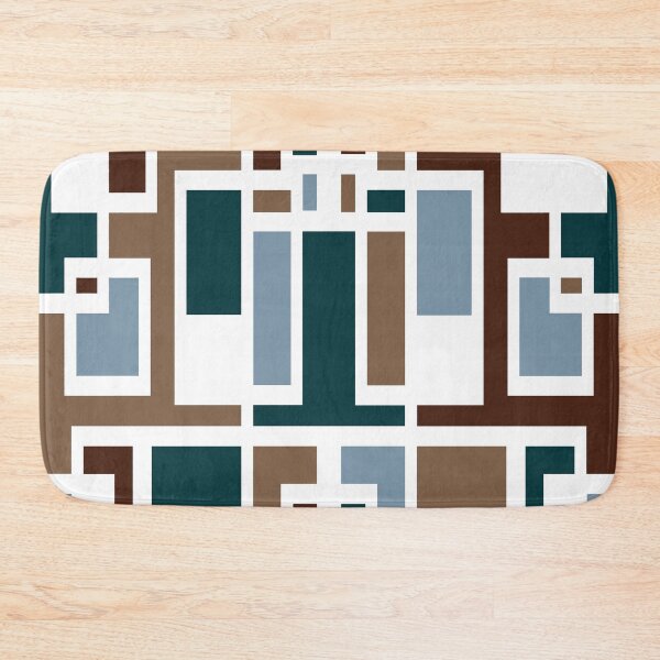 Item preview, Geometric Art Deco Style Blue Brown White Outline  designed and sold by taiche.