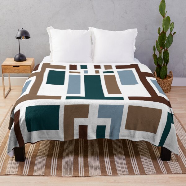 Item preview, Geometric Art Deco Style Blue Brown White Outline  designed and sold by taiche.