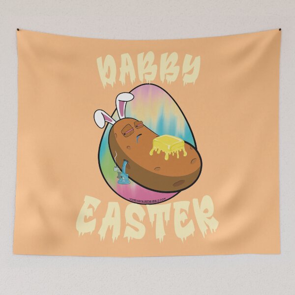Item preview, Dabby Easter-Funny Stoner Cartoon-Baked Potato Doing Dabs from a Dab Rig-Tie Dye Easter Egg designed and sold by YomeHayin.