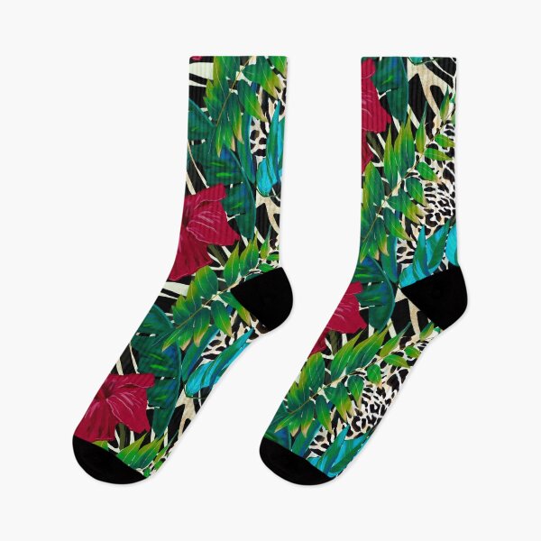 Artikelvorschau, Tropischer roter Blumen- und Animalprint, Tiermuster, Dschungelmuster, exotisches Muster, tropisch entworfen und verkauft von ZeinabTaha.